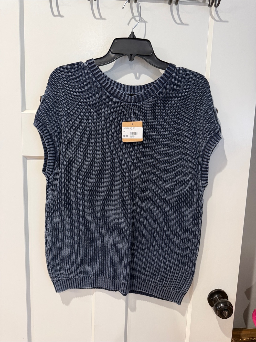 Blu Pepper Navy Short-Sleeve Crewneck Knit Sweater
